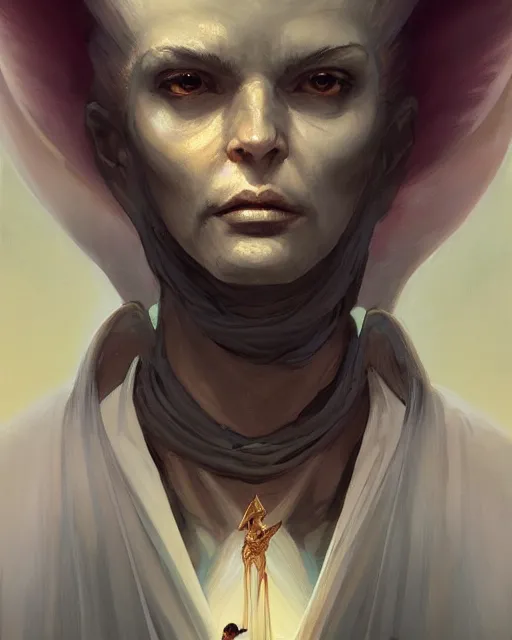 Prompt: character portrait of a secretive angel wearing robes, by peter mohrbacher, mark brooks, jim burns, marina abramovic, wadim kashin, greg rutkowski, trending on artstation