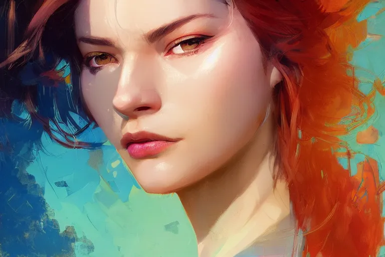 Image similar to half - circuits woman with cute - fine - face, pretty face, multicolored hair, realistic shaded perfect face, fine details by realistic shaded lighting poster by ilya kuvshinov katsuhiro otomo, magali villeneuve, artgerm, jeremy lipkin and michael garmash and rob rey