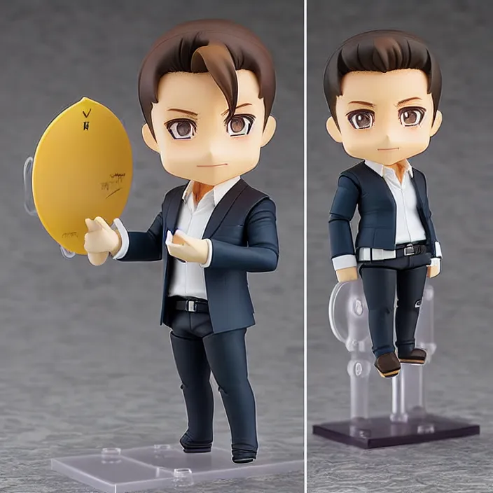 Image similar to an anime nendoroid figurine of Elon Musk, fantasy, figurine , product photo