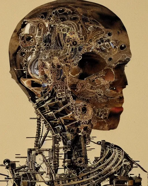 Image similar to intricate machinery in a human head. antique cyborg almacan pierre matter organic mechanical hybrid louis poyet This space painting has the potential to bring forth a new dimension of knowledge and spiritual awakening Artificial intelligence is a social construct and a product of industrialization.