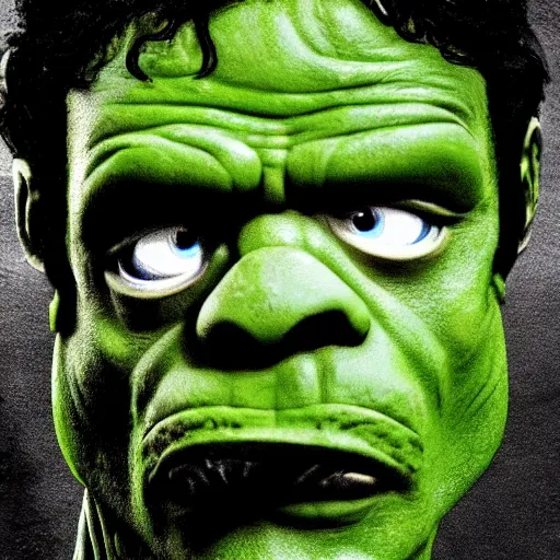 Prompt: pepe hulk, realistic, frame from marvel movie