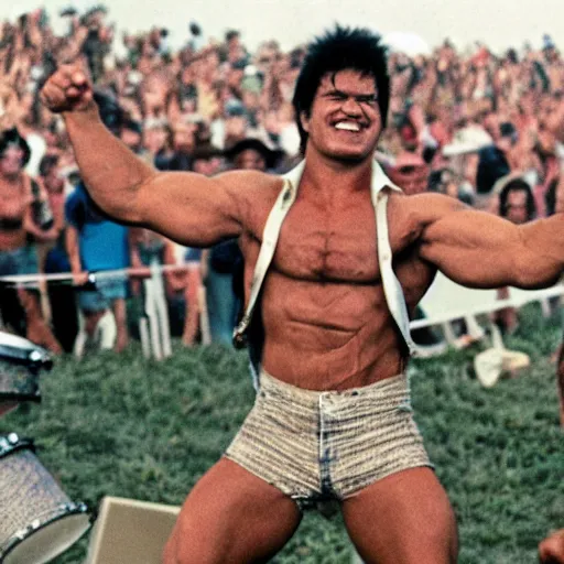 Image similar to hulk performing at woodstock