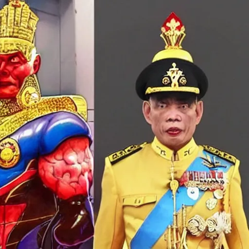 Image similar to King Vajiralongkorn as a Marvel villain