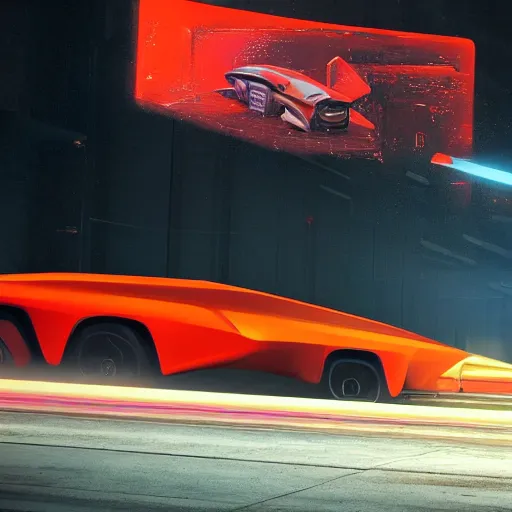 Image similar to sci-fi cars race : near wall structure on : the coronation of napoleon painting : and digital billboard in the middle, in style of zaha hadid, suprematism composition, unreal engine 5, keyshot, octane, artstation trending, in lighting of blade runner 2049, ultra high detail, ultra photo realistic, 8k, 16k, in plastic, dark, tilt shift,