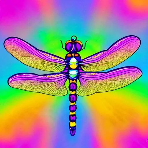 Image similar to dragonfly, lisa frank style,