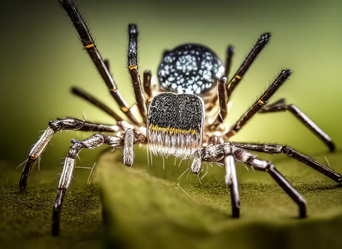 Image similar to macro portrait of a crystal spider in the forest. Fantasy magic style. Highly detailed 8k. Intricate. Nikon d850 300mm. Award winning photography.