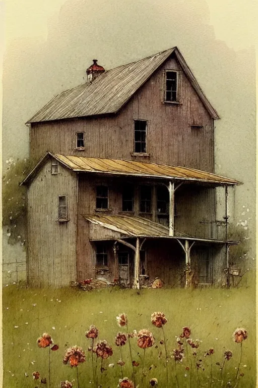 Prompt: ( ( ( ( ( 1 9 5 0 s farm house. muted colors. ) ) ) ) ) by jean - baptiste monge!!!!!!!!!!!!!!!!!!!!!!!!!!!!!!