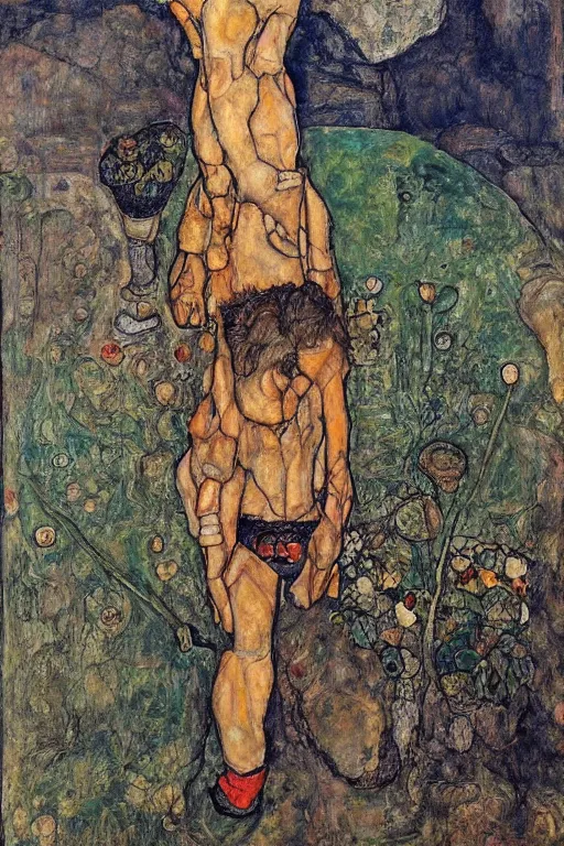 Image similar to A giant gardener art style by Egon Schiele, trending on artstation, artstationHD, artstationHQ, 4k, 8k