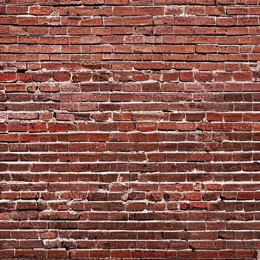 Prompt: albedo base color texture of brick wall, flat lighting, unlit, top - down photograph, large bricks, white mortar