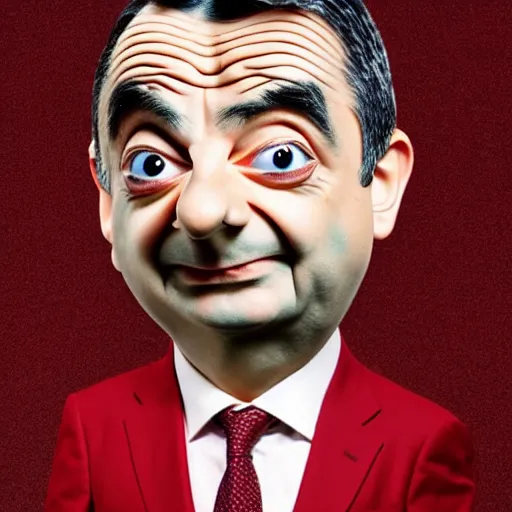 Prompt: rowan atkinson mr bean made from can of baked beans, mr bean with a sentient baked bean face, high definition
