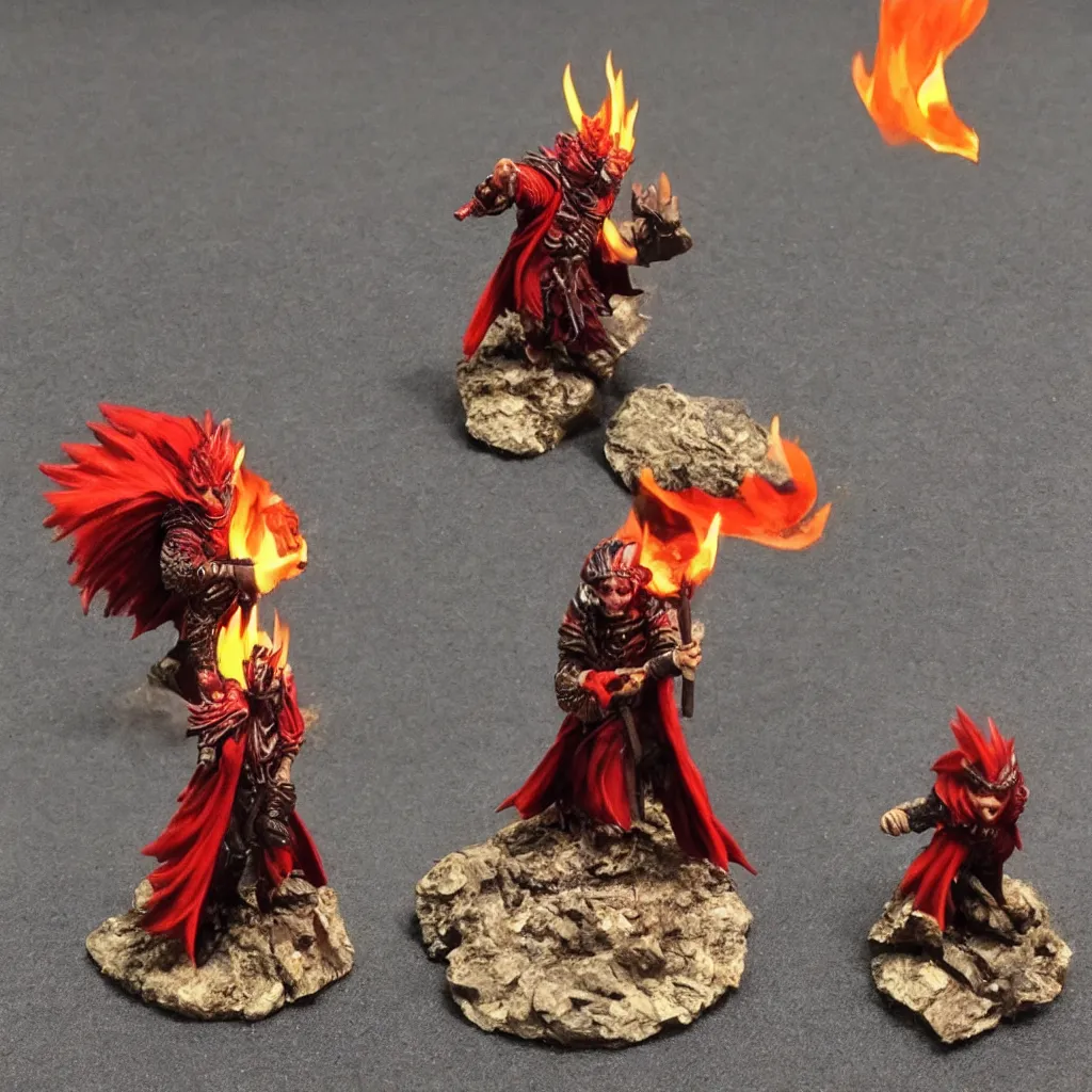 Image similar to wildfire druid d & d male black hair with red flame cardinal