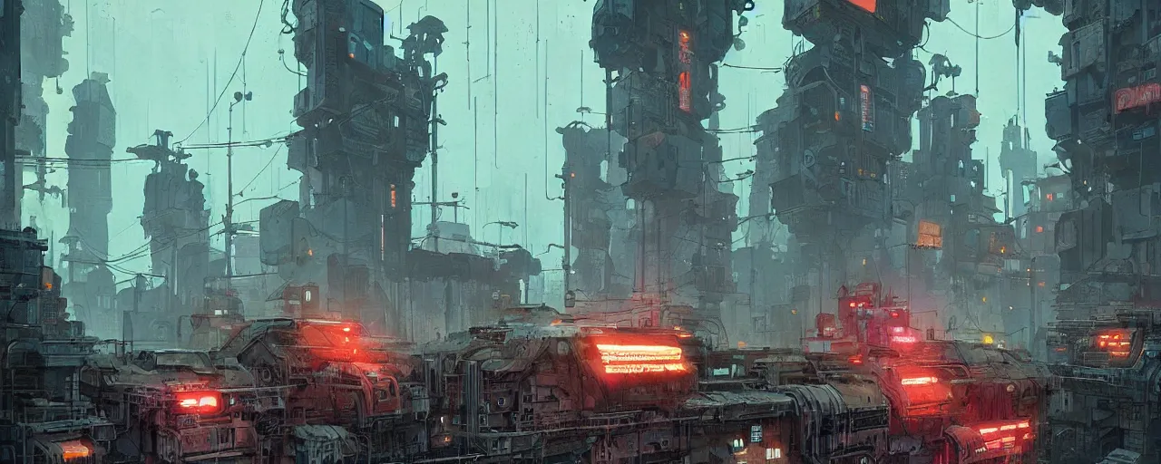 Image similar to machine city by ian mcque, cyberpunk, masterpiece, very detailed, atmospheric