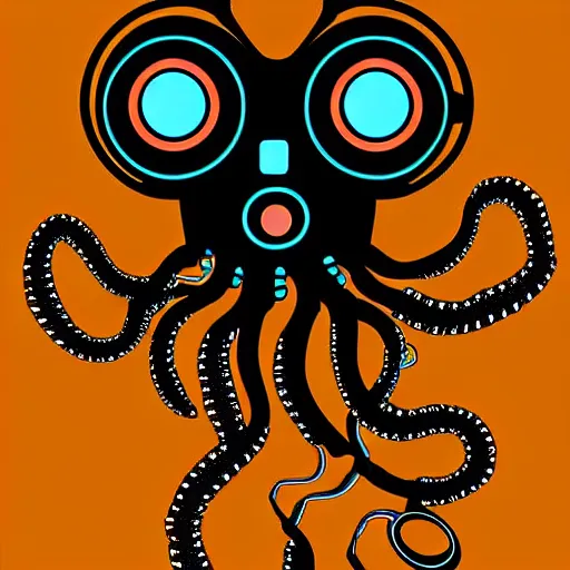 Image similar to cyborg robot electric octopus, digital art, vector art