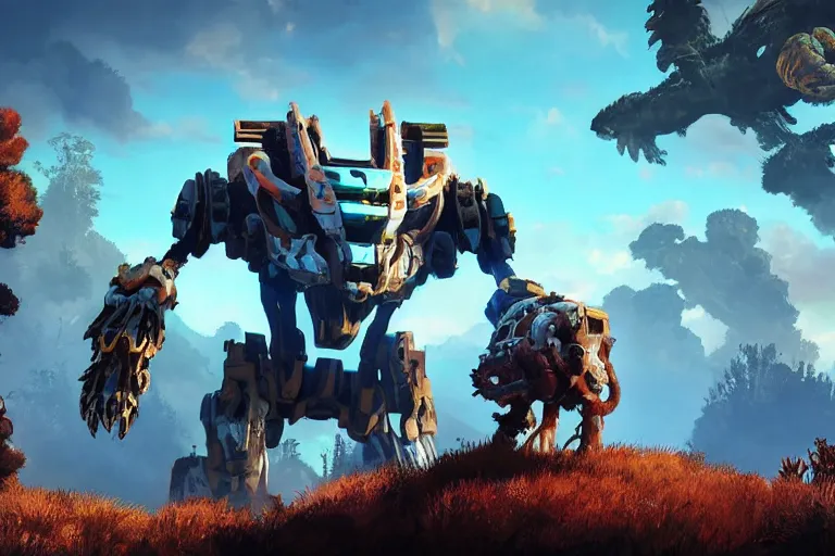 Image similar to tideripper machine mecha animal beast robot of horizon forbidden west horizon zero dawn bioluminiscence global illumination ray tracing hdr fanart arstation by sung choi and eric pfeiffer and gabriel garza and casper konefal