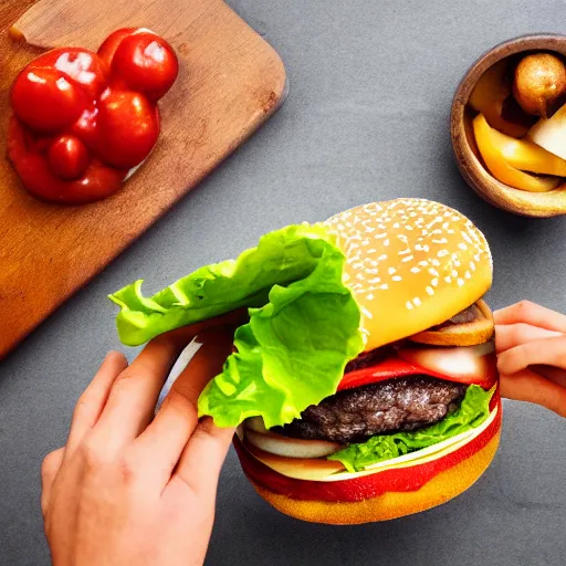 Image similar to burger made from fruits