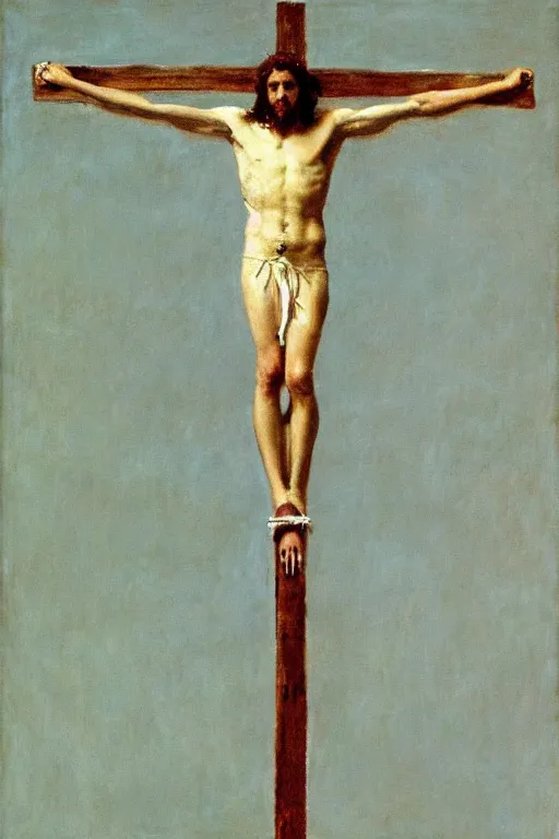 Prompt: jesus christ crucified painted by cy twombly