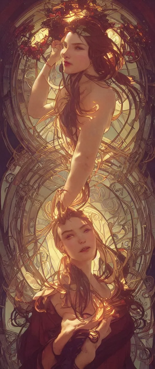 Prompt: happy appearance, joyful vibe and lighting, art by artgerm and greg rutkowski and alphonse mucha