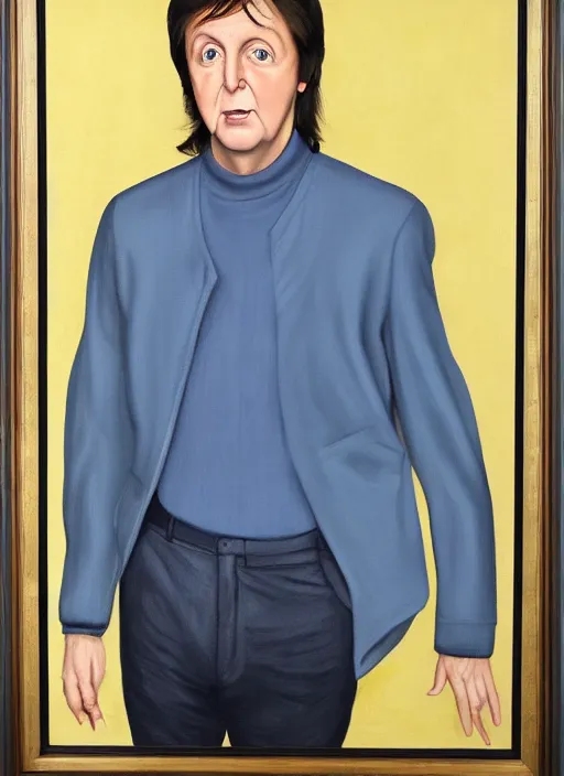 Prompt: a portrait painting of paul mccartney by John Currin