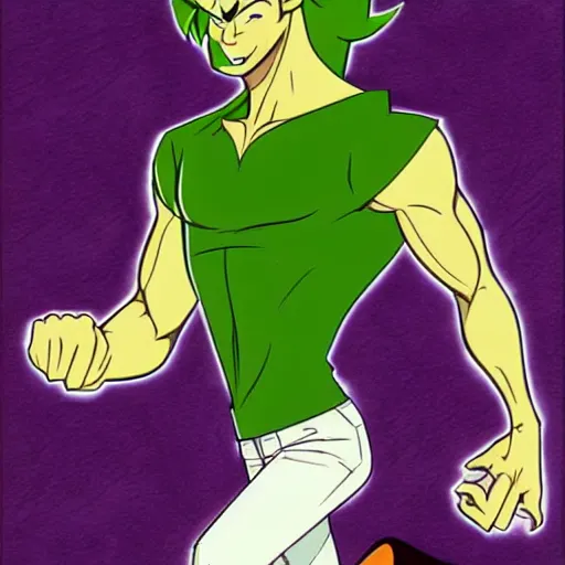 Prompt: a buff shaggy rogers powering up, concept art by hanna - barbera, behance, dau - al - set, groovy, anime, epic