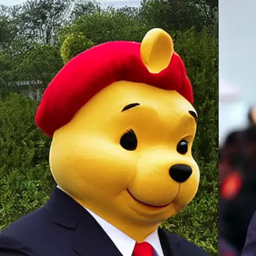 Prompt: Xi Jinping cosplaying as Winnie the Pooh