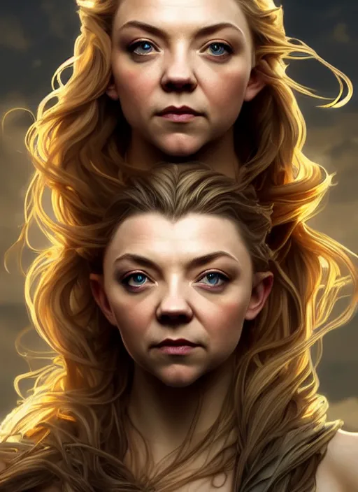 Image similar to natalie dormer wearing in a pool of honey, beautiful seductive face, intricate, elegant, highly detailed, digital painting, artstation, concept art, smooth, sharp focus, illustration, art by artgerm and greg rutkowski and alphonse mucha, horizon zero dawn 8 k