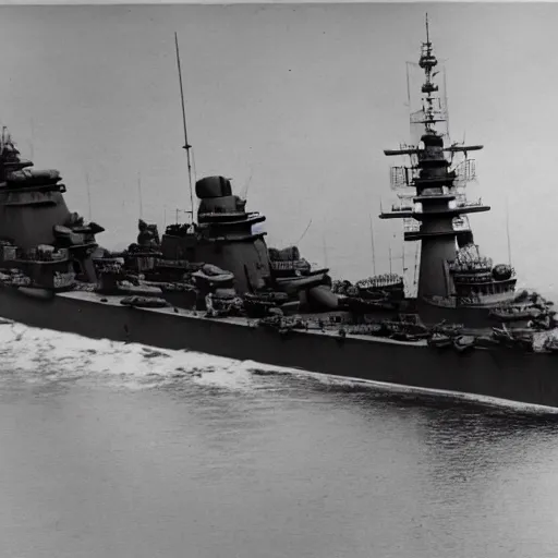 Prompt: japanese battleship yamato in 1 9 4 5