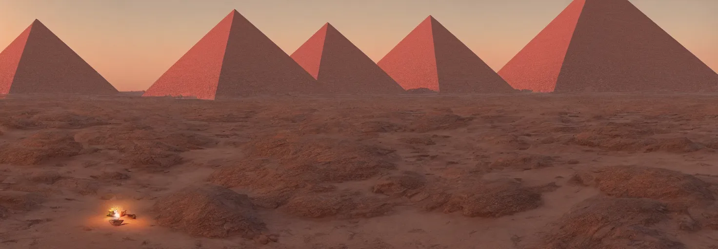 Prompt: A desert with a pyramid by paul chadeisson, cinematic lighting, extremely detailed, ultra realistic, trending on artstation, 8K