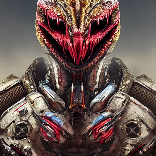 Prompt: portrait art of 8k ultra realistic raptor with shining red eyes, detailed intricate ornate armour, decaing, cybernetic, full of colour, cinematic lighting, battered, trending on artstation, 4k, hyperrealistic, focused, extreme details, unreal engine 5, cinematic, masterpiece, art by ayami kojima, giger