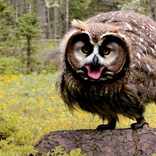 Prompt: photograph of an owlbear