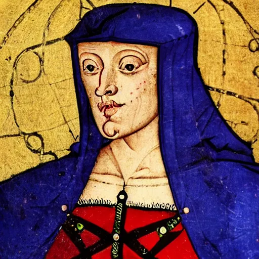 Image similar to a medieval portrait of Evelynn