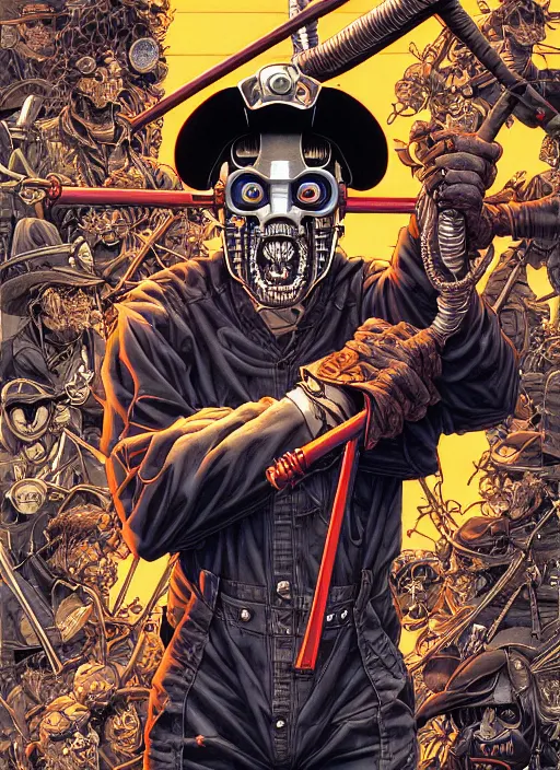 Image similar to portrait of crazy casey jones, symmetrical, by yoichi hatakenaka, masamune shirow, josan gonzales and dan mumford, ayami kojima, takato yamamoto, barclay shaw, karol bak, yukito kishiro