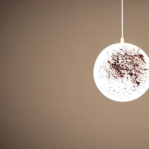 Image similar to light bulbmade of chocolate, open space background made of milk, unreal engine 5, ray tracing, extremely detailed