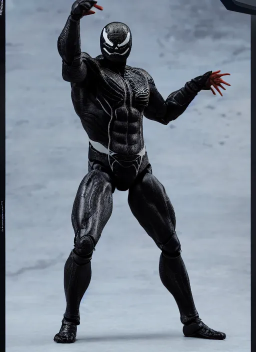 Image similar to a hot toys figure of venom, figurine, detailed product photo