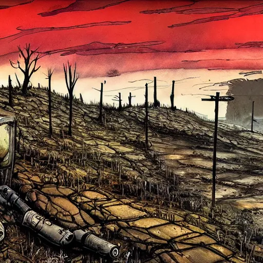 Image similar to post apocalyptic landscape by raymond briggs