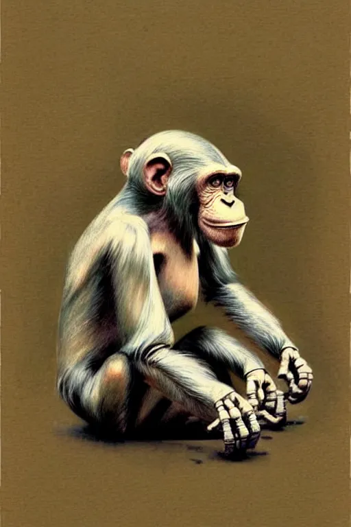 Image similar to (((((1950s robot chimp . muted colors.))))) by Jean-Baptiste Monge !!!!!!!!!!!!!!!!!!!!!!!!!!!!!!