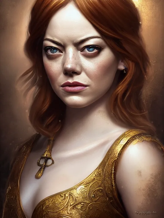 Image similar to emma stone as a greek era noble, digital painting, extremely detailed, 4 k, intricate, brush strokes, mark arian, artgerm, bastien lecouffe - deharme