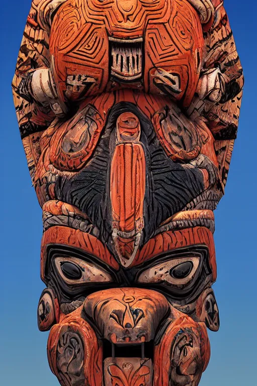 Image similar to totem animal tribal chaman vodoo mask feather gemstone plant global illumination ray tracing hdr that looks like it is from borderlands and by feng zhu and loish and laurie greasley, victo ngai, andreas rocha, john harris