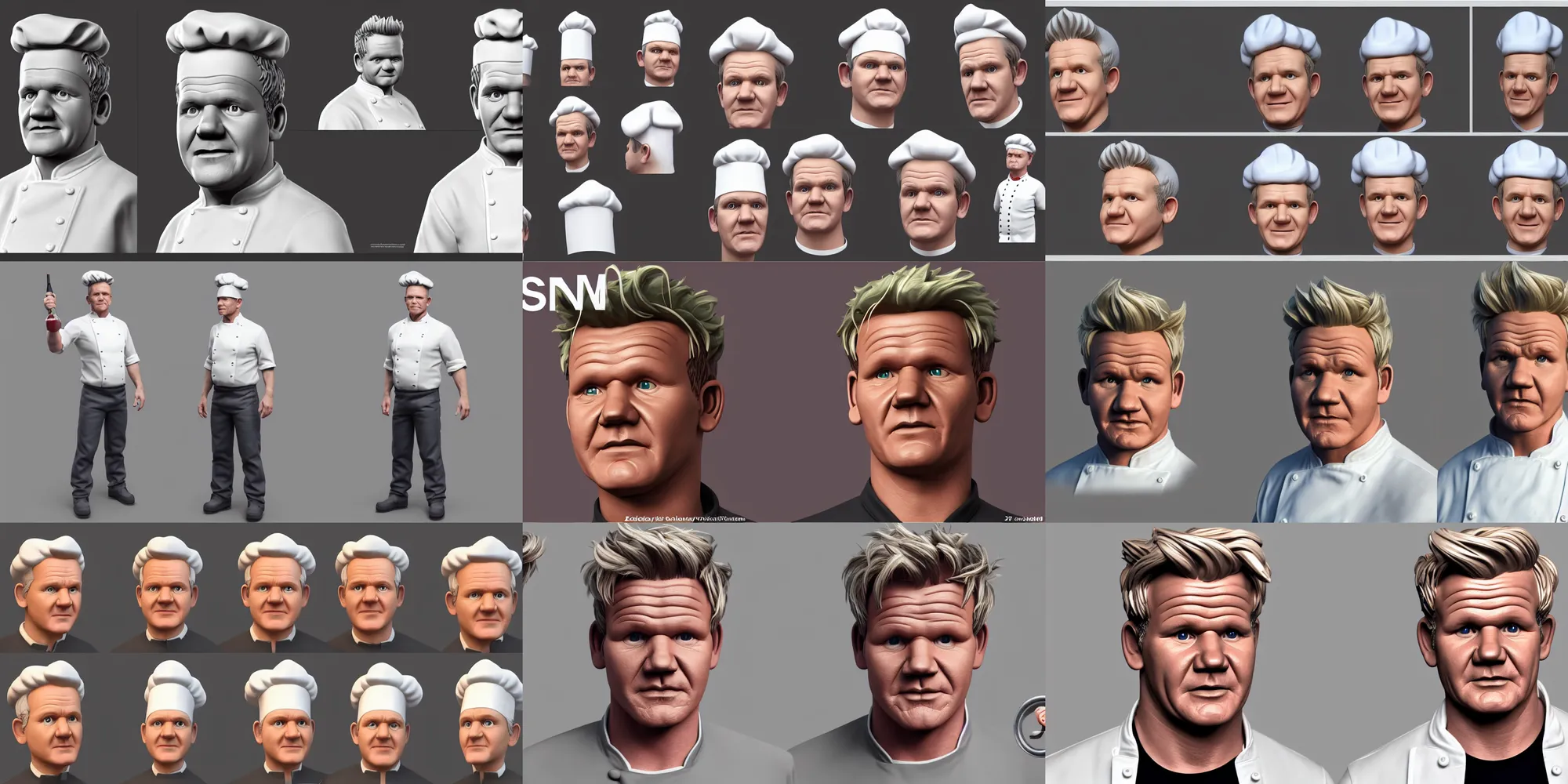 Prompt: gordon ramsay in a chef uniform, a 3 d render by senior character artist, an ambient occlusion render by senior character artist, featured on polycount, featured on zbrush central, new sculpture, zbrush, sketchfab, ultradetailed, hard surface modeling, ambient occlusion, polycount