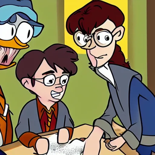 Prompt: film Harry Potter in a DuckTales style