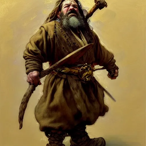 Image similar to highly detailed portrait of a dwarf peasant in the form of a tough male.. art by donato giancola, eugene delacroix, ruan jia, carl larsson, peter mohrbacher. trending on artstation, intricate details, energetic composition, golden ratio, concept art, illustration, elegant art, global illuminaition