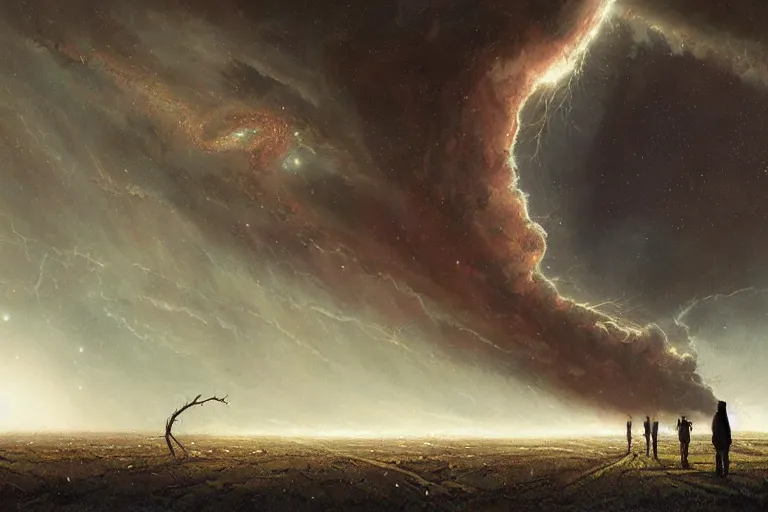 Prompt: the universe in a tornado, awe, by greg rutkowski and jeffrey smith