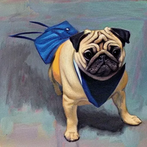 Prompt: pug in a suit, painting by ralph grady james, jean christian biville