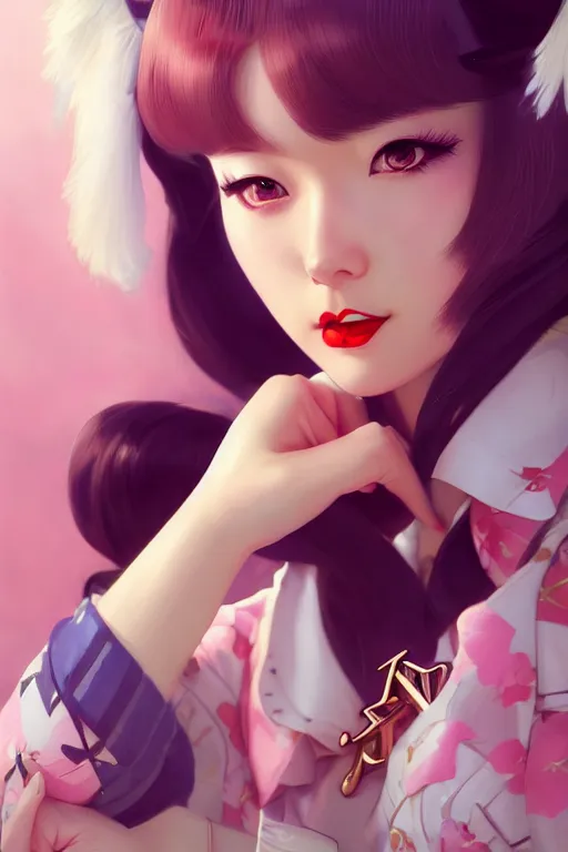 Image similar to a pin up and beautiful fashion charming dreamlke japan girl with lv jewelry, character art, art by artgerm lau and wlop and and ilya kuvshinov and john singer sargent, hyperdetailed, 8 k realistic, symmetrical, frostbite 3 engine, cryengine, dof, trending on artstation, digital art