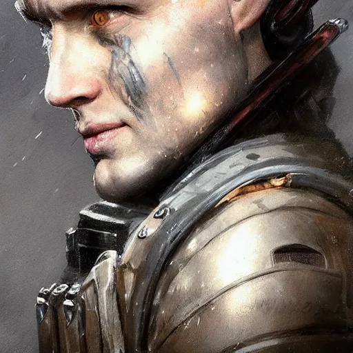 Image similar to valery sablin the forgotten hero, colourised, face portrait, epic, military art, fantasy, dieselpunk, hd shot, digital portrait, beautiful, artstation, comic style, by artgerm, guy denning, jakub rozalski, magali villeneuve and charlie bowater