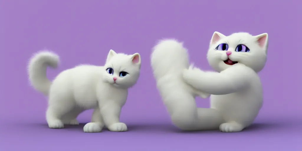 Image similar to marshmallow fur white kitten ice cream, 3 d render, 8 k, pixar style