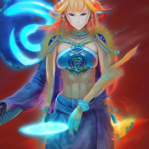 Image similar to anime portrait of Nami as a shaman yedi using dark force to eliminate trump as an anime antagonist by Stanley Artgerm Lau, WLOP, Rossdraws, James Jean, Andrei Riabovitchev, Marc Simonetti, and Sakimichan, trending on artstation