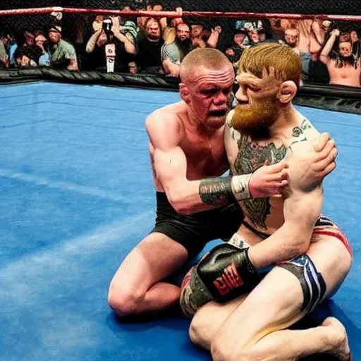 Image similar to gollum wrestling with conor mcgregor