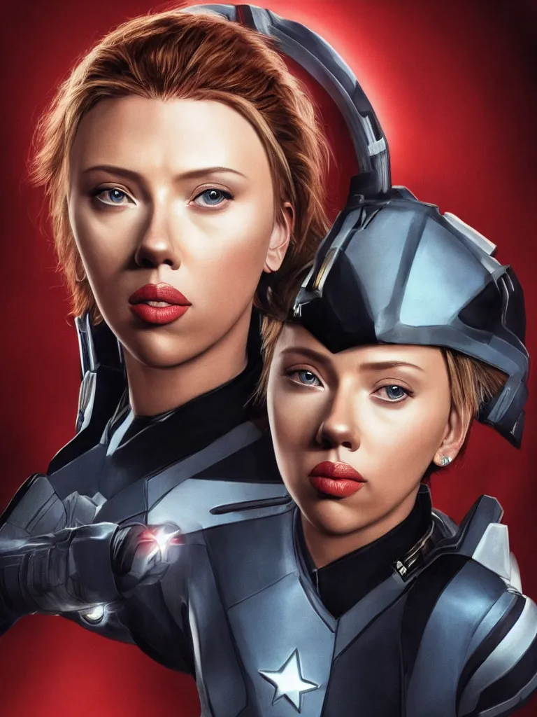 Image similar to Scarlet Johansson in a Star Trek suit, highly detailed headshot portrait.