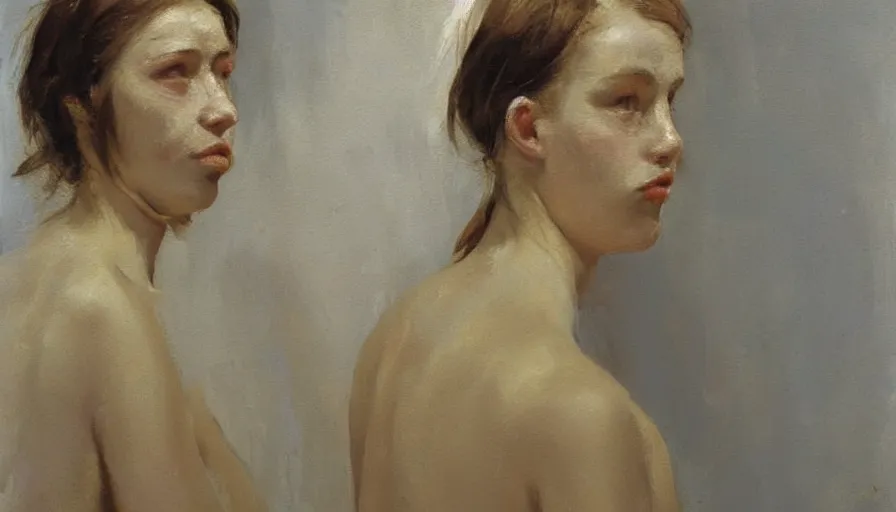 Image similar to painting by borremans, strange situation with a girl, detailed, stunning