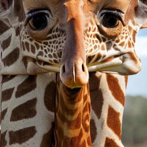 Image similar to a human - giraffe hybrid, wildlife photography